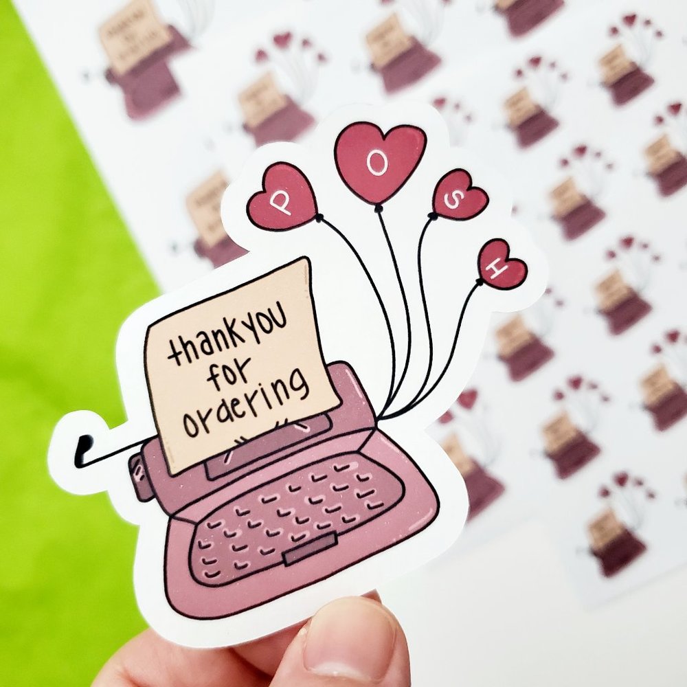 LB072 Vintage Typewriter Poshmark Sticker Sheets [Price Firm]